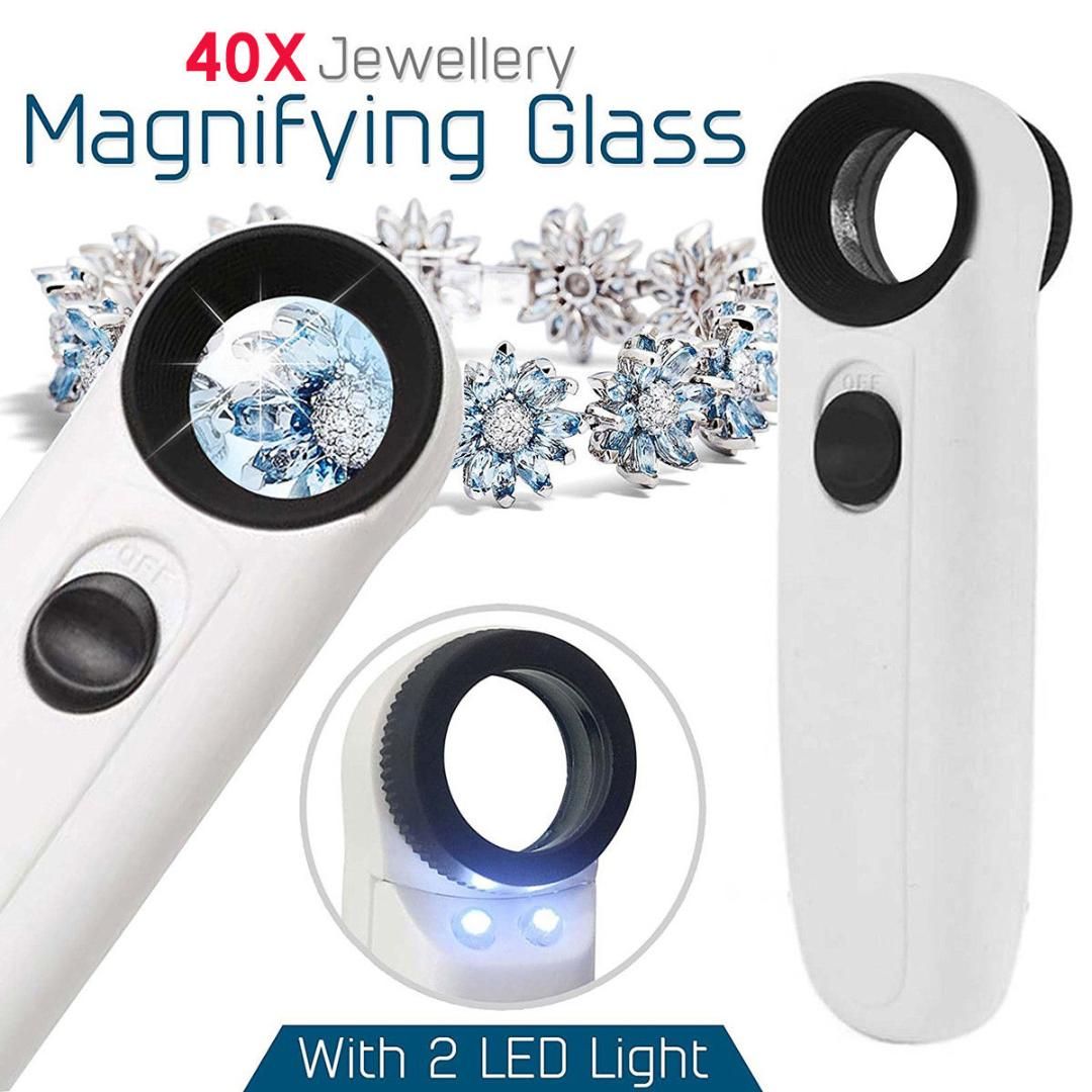 40X Magnifying Magnifier Glass Jeweler Eye Jewelry Loupe Loop Hand Held Magnifying  Glass With 2 LED Light2446 From Eujjt, $30.52